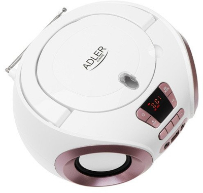 Radio boombox Adler AD 1181, me CD MP3 USB, FM, e bardhë bakri