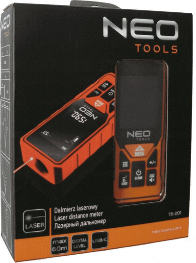 Largësimatës me lazer NEO 0.2 - 60m 75-201, portokalli