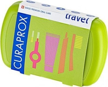 Сет за патување за заби Curaprox Travel Set, четка за заби ултра мека, паста за заби BE YOU, зелена