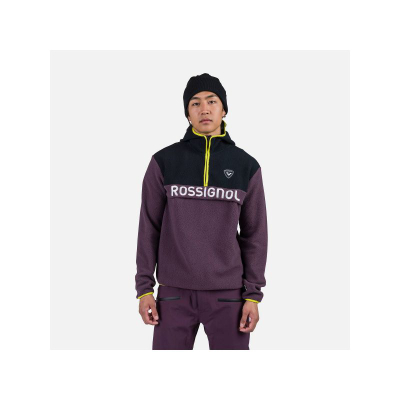 Машка блуза од флис Rossignol Alltrack, со капуљача, со половина патент, виолетова боја