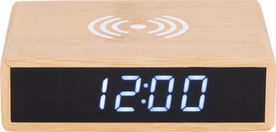 Ora alarmi LED Karlsson Flatw, me karikues telefoni, kornizë bambuje