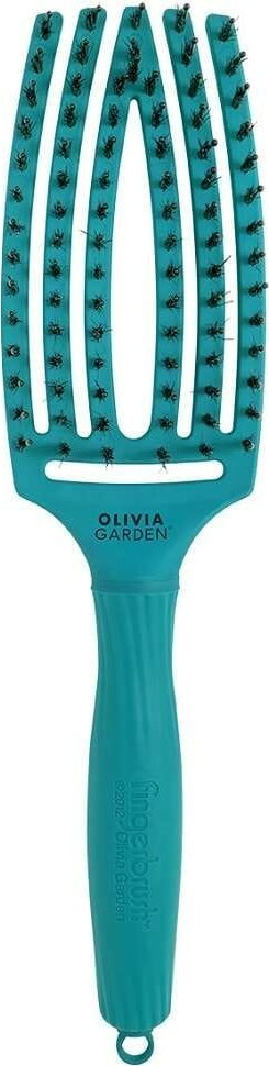 Furçë flokësh Olivia Garden Fingerbrush Care Iconic, qime derri edhe najloni, Blue Lagoon