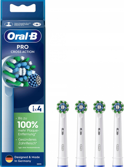 Koka rezervë për furçë elektrike Oral-B Pro Cross Action, set me 4 copë, të bardha