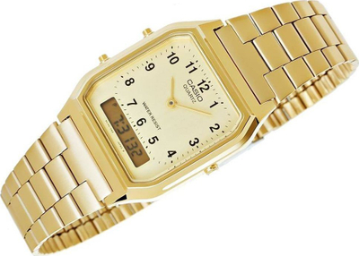 Рачен часовник Casio AQ-230GA-9B, кварцен, минерално стакло, златна боја