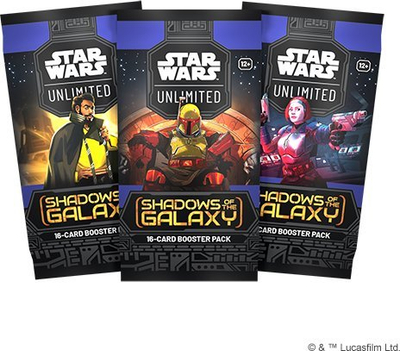 Kuti booster Star Wars Unlimited Shadows of the Galaxy, 24 booster packs, për lojë me letra koleksionuese