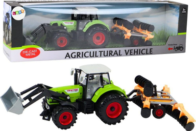 Lodër traktor LEAN Toys, me parmendë, me lëvizje, i gjelbër