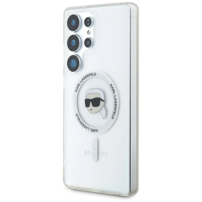 Mbulesë telefoni Karl Lagerfeld Button Karl Head MagSafe për Samsung Galaxy S25 Ultra, TPU PC, e bardhë