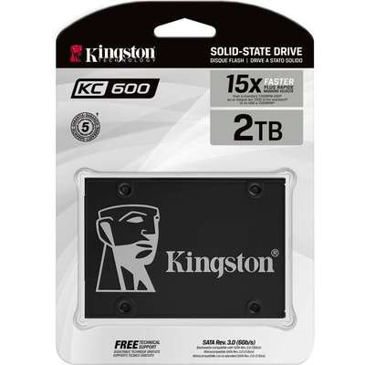 SSD i brendshëm Kingston KC600, 2TB, 2.5", SATA, për laptop dhe desktop