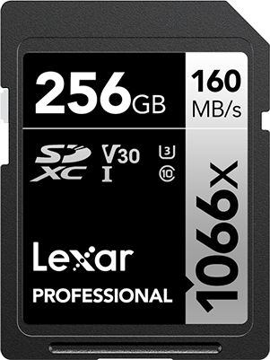 Kartë memorie Lexar Professional 1066x SDXC UHS I, 256GB, 160MB/s, e zezë