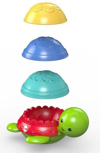 Lodër për banjo Fisher Price Bath Turtle DHW16, set me breshkë e guacka, shumëngjyrëshe