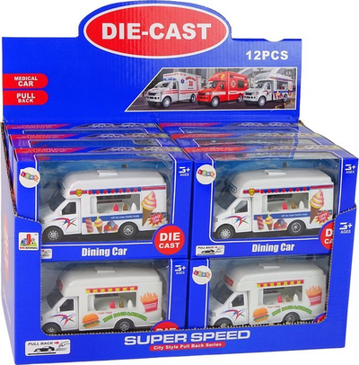 Set lodër kamper akulloresh Leantoys MIX, veturë metalike die cast, mekanizëm fërkimi, shumëngjyrëshe
