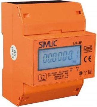 Matës energjie trefazor Simet 3F 4M MID, 80A, ekran LCD, i bardhë