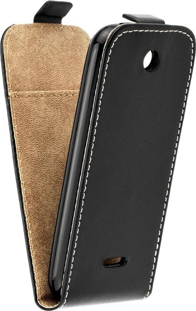 Këllëf kaburë për telefon Nokia 225 Slim Flexi Fresh, lëkurë ekologjike, mbyllje magnetike, i zi