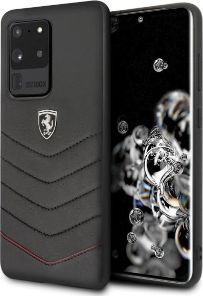 Futrollë telefoni Ferrari Heritage Quilted, për Samsung S20 Ultra, lëkurë, e zezë