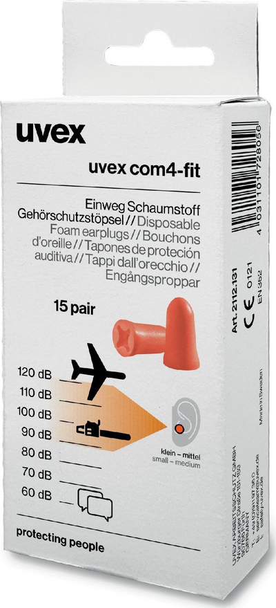 Tapë veshësh Uvex com4-fit 2112131, 33 dB, 15 palë, portokalli