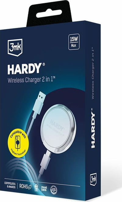 Karikues wireless 3mk HARDY 2in1, 15W, me induksion, i bardhë