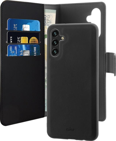 Këllëf portofol Puro Smooth për Samsung Galaxy A13 5G, 2 në 1, me xhepa kartash, i zi