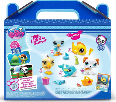Set lodrash koleksionuese Littlest Pet Shop Bandai Beach Besties, 5 figura të vogla, 7 aksesore, shumëngjyrëshe