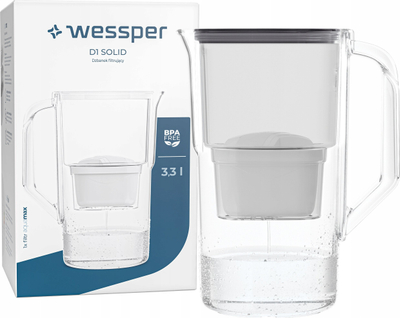 Karafë filtruese uji Wessper AquaMax Basic, 3.3L, plastikë pa BPA, e zezë
