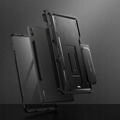 Mbrojtëse tablet Tech-Protect Kevlar Pro për Samsung Galaxy Tab S9 FE Plus, 360°, me këmbë mbajtëse, e zezë