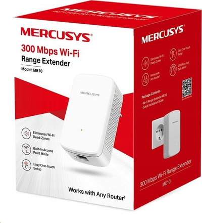 Zgjerues WiFi Mercusys ME10, 300 Mbps, me WPS, i bardhë