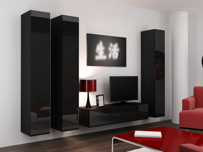 Komodinë TV Cama Meble Vigo 140, 140 cm, MDF, e zezë