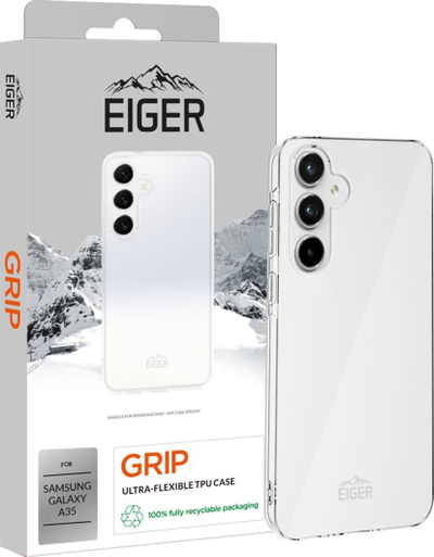 Futrollë telefoni Eiger Grip për Samsung Galaxy A35, TPU i butë, transparente