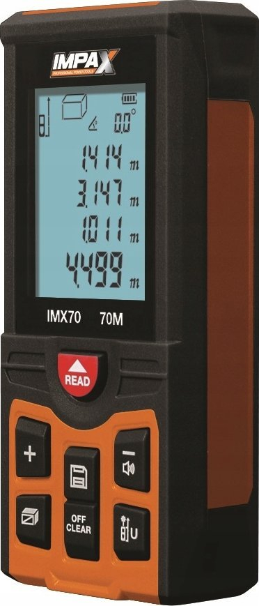 Matës distance me lazer Impax IMX70, rreze 70 m, IP54, portokalli e zi