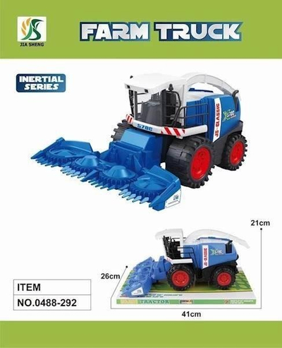 Kamion lodër Jia Sheng Farm Truck 0488-292, mekanizëm inercial, 41cm, blu e bardhë