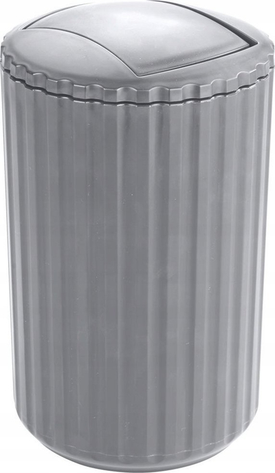 Kosh plehrash për banjo plastik, 3L, me kapak swing, gri