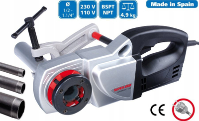 Makinë elektrike për filetë SUPER EGO SUPERTRONIC 1250, 230V, në valixhe, argjend e zezë