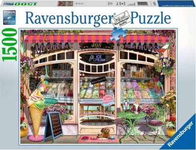 Puzzle Ravensburger Ice Cream Shop, 1500 copa, 80 x 60 cm, shumëngjyrësh