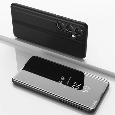 Mbulesë telefoni Hurtel Clear View për Samsung Galaxy A36, flip, PU, e zezë