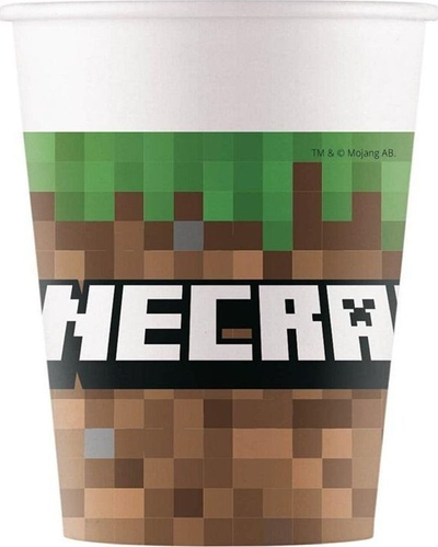 Чаши за забава Minecraft Kotëlat, сет од 8 парчиња, 200 ml, декор за маса