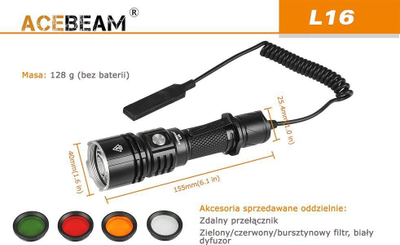 Elektrik dore Acebeam L16, 2000 lumene, LED XHP35, i zi