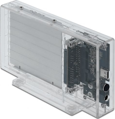 Kuti e jashtme për disk DeLOCK Dual Enclosure, 2 x 2.5", USB Type C, SATA 6 Gb/s, transparente