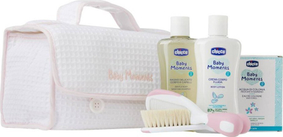 Set kujdesi për bebe Chicco Baby Moments Beauty, xhel dushi dhe krem trupi, dorezë rozë