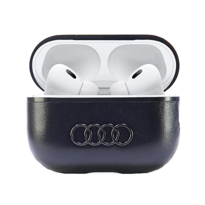 Mbulesë kufjesh Audi me logo të madhe për AirPods Pro 2, lëkurë, e zezë