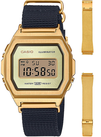 Orë digjitale Casio Vintage, e zezë/artë