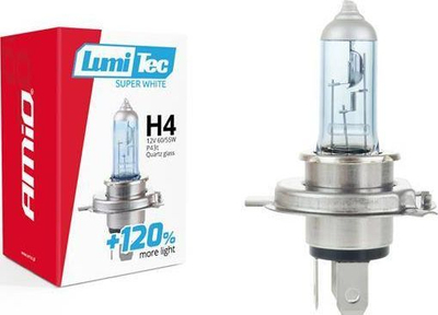 Llambë halogjene AMiO H4 LumiTec SuperWhite, 12V, 60 / 55W