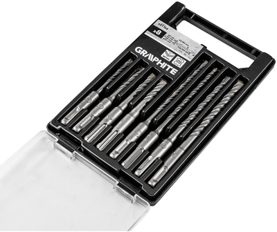 Set stërvitësesh betoni Graphite 56T168, SDS Plus, 8 copë, gri