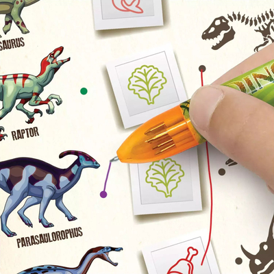Set ditari sekret DinosArt, me bravë e çelësa, stilolaps me 6 ngjyra, shumëngjyrësh