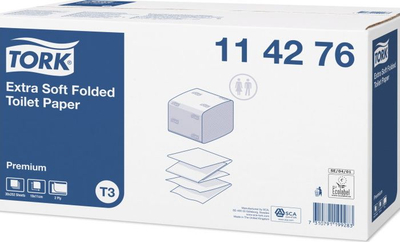 Салфетирана тоалетна хартија Tork Extra Soft Premium, 2 слоја, бела
