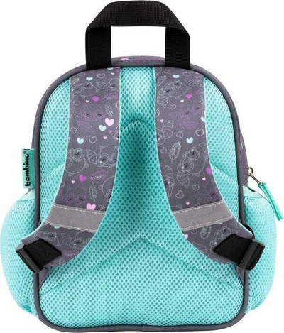 Çantë shpine Bambino Preschool Racoon, 10.5", për kalamaj, gri me mint