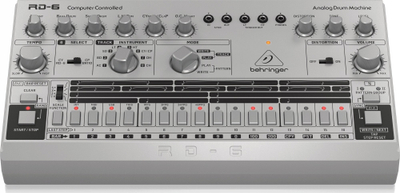 Drum machine Behringer RD-6-SR, analoge, 8 tinguj, ngjyrë argjendi