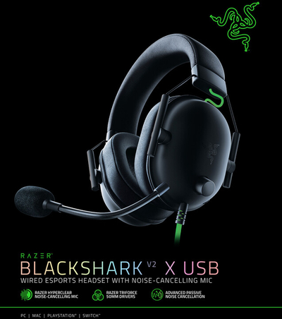 Razer BlackShark V2 X Жичен Гејминг Слушалки, Црна