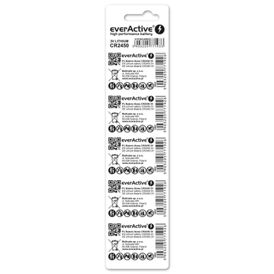 Bateri litium EverActive CR2450, 3V, set 5 copë, argjendtë