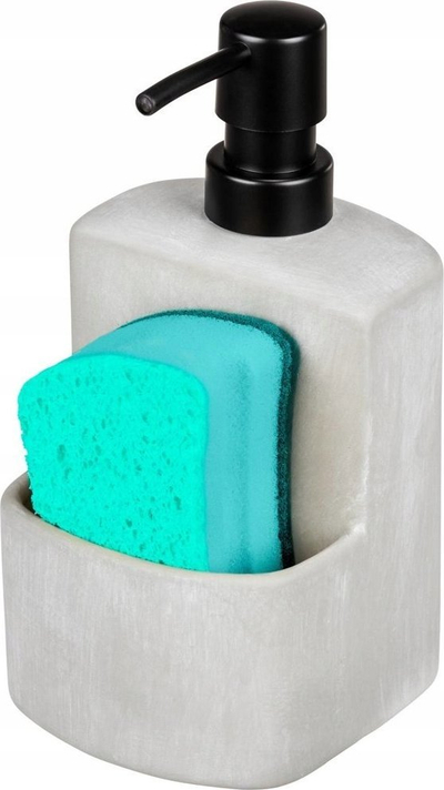 Dispenser për deterdjent enësh WENKO Festival Concrete, 380 ml, me vend për ruajtje, gri