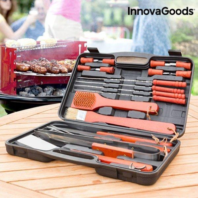Set grilli InnovaGoods, 18 copa, çelik inox, me kuti për ta marrë me vete