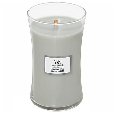 Миризлива свеќа WoodWick Lavender & Cedar, 609,5 g
